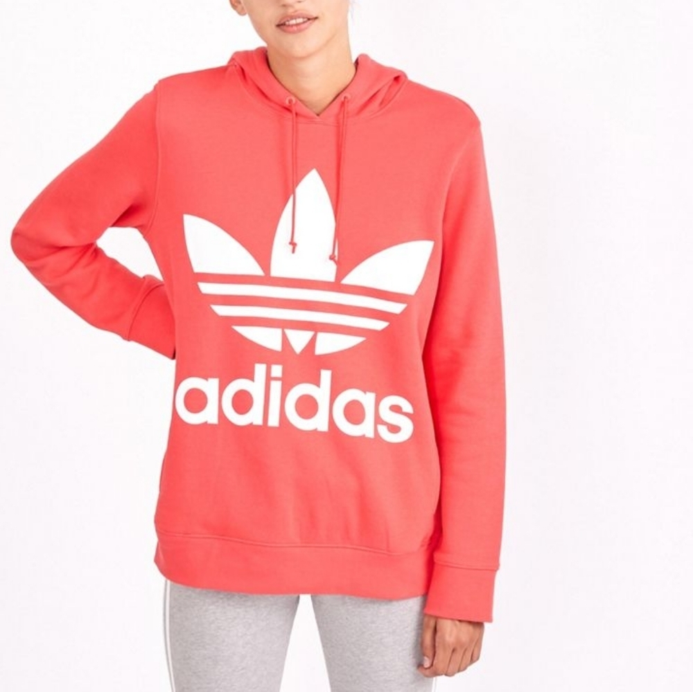 ADIDAS Hoodie Sweatshirt Iconic Trefoil Logo Terry Pockets Athletic Sporty Small